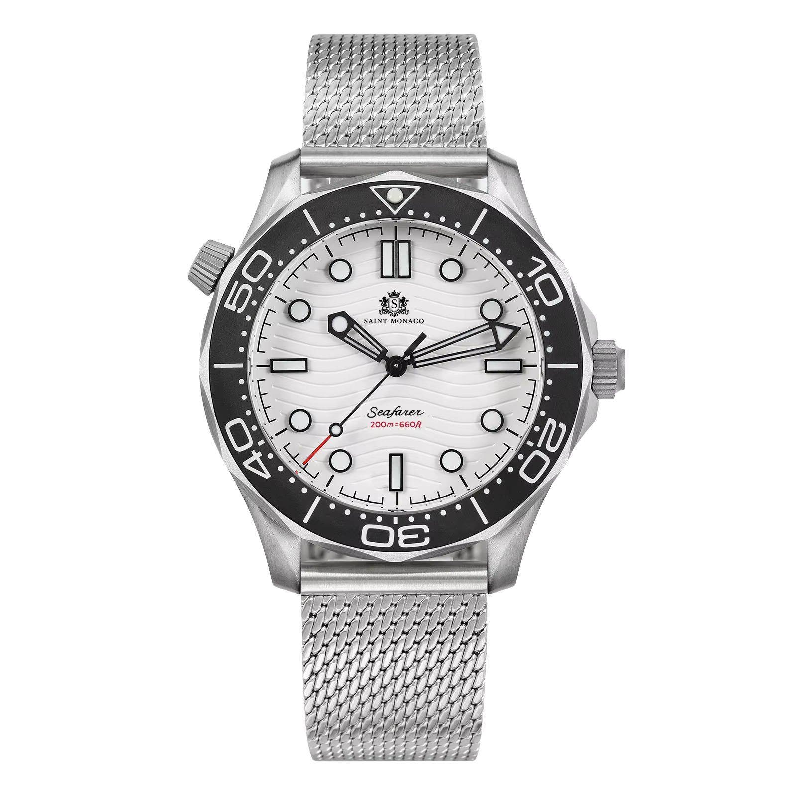 DIVER 007 — Mesh White Wave / Enamel Wave Dial