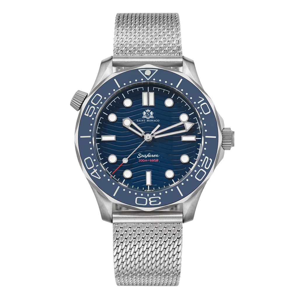 DIVER 007 — Mesh Blue Wave / Enamel Wave Dial