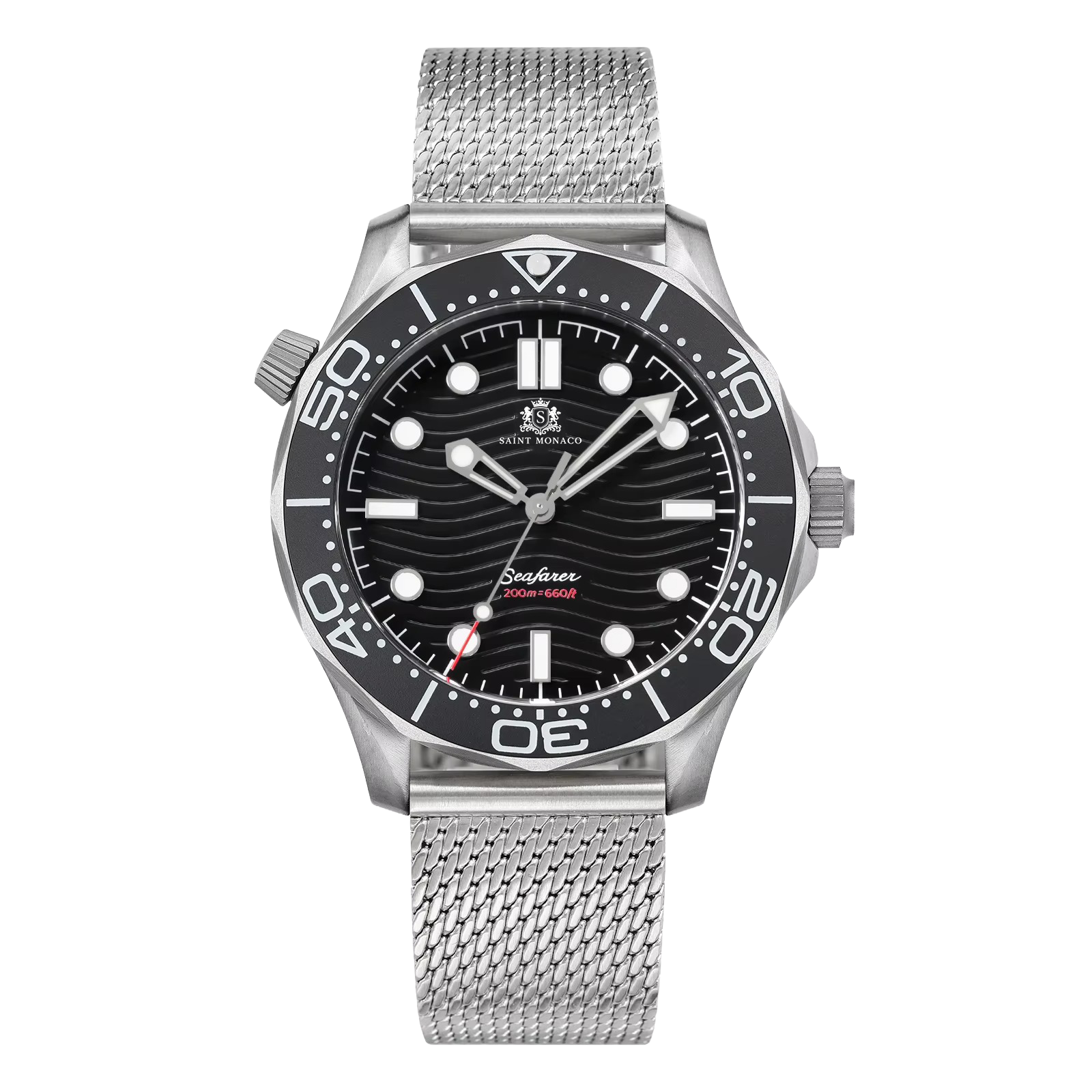 DIVER 007 — Mesh Black Wave / Enamel Wave Dial