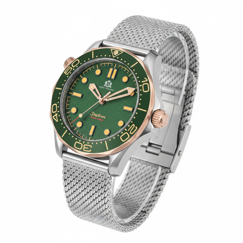 DIVER 007 — Mesh Green / Bronze Bezel