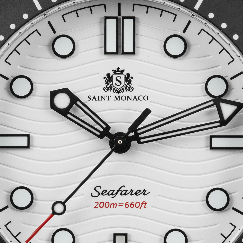 DIVER 007 — Mesh White Wave / Enamel Wave Dial