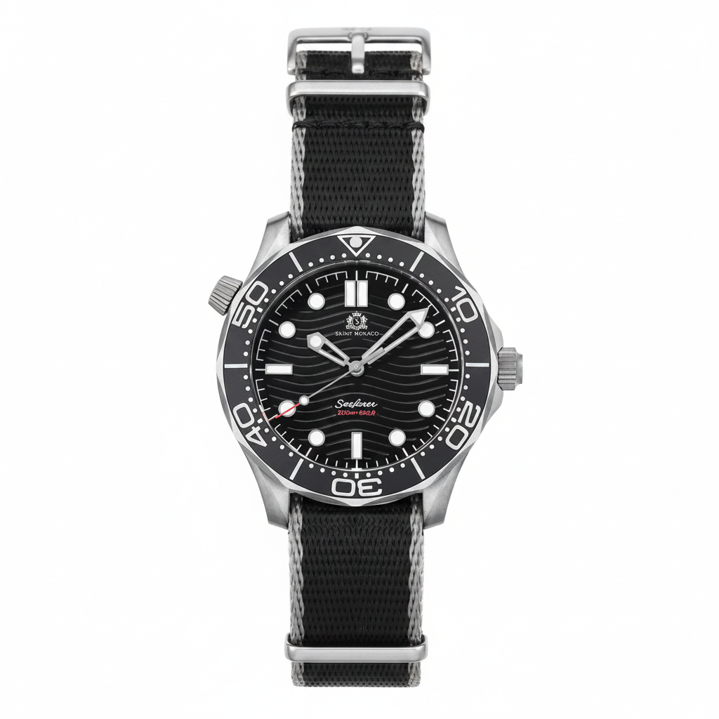 DIVER 007 — Nylon Black Wave / NATO Strap